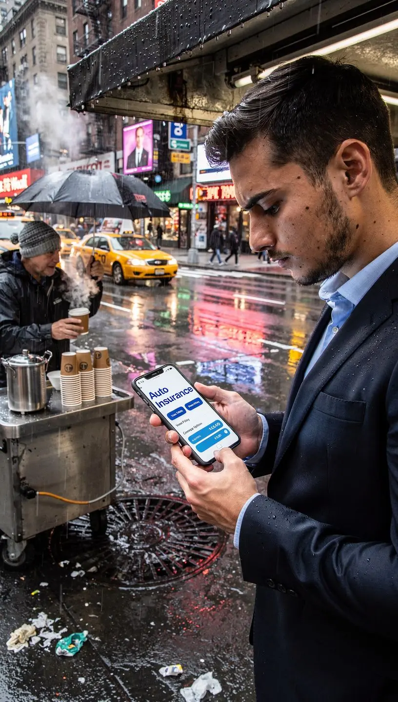 Samochód zaparkowany na poboczu drogi z oznaczeniem awaryjnym.
